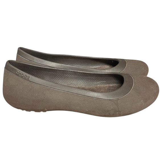 Womens CROCS Dark Brown Slip On Ballet Flats / Size 6 - Picture 1 of 6